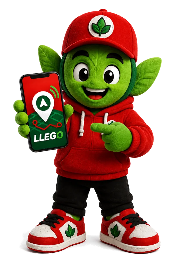 Mascota de LLEGO IA mostrando la aplicación